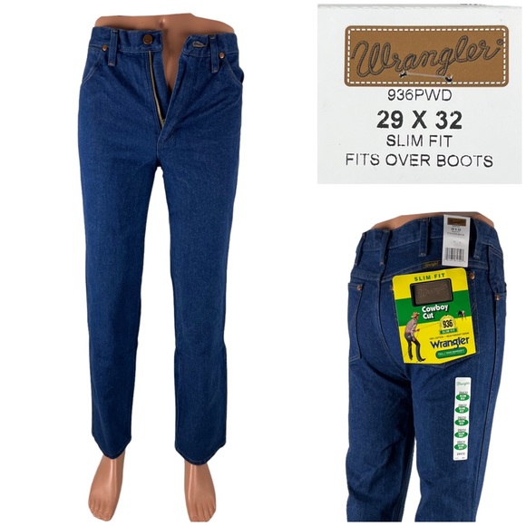Wrangler Cowboy Cut Jeans 29 x 30 Slim Fit Heavyweight Denim Vintage 936 NWT - Picture 1 of 12
